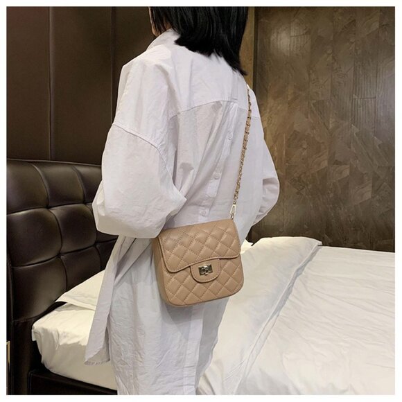 Chic PU Leather Chain Flap Satchel /Multiple colors available/3 Sizes - Picture 5 of 12